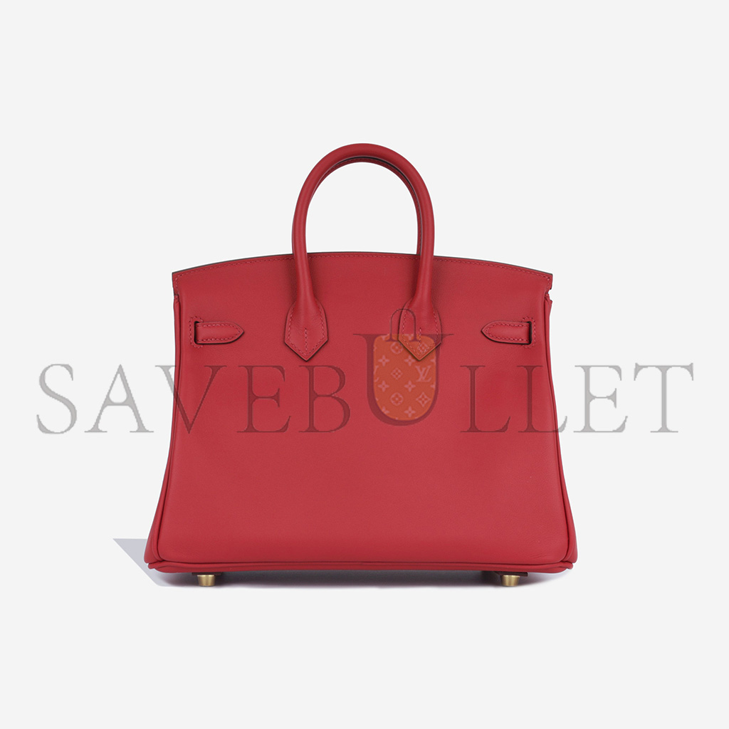H**mes birkin 25 swift leather flag red gold buckle h049362ck12 (25*20*13cm)